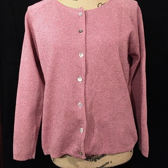 APRIL CORNELL Metallic Sparkle Cardigan, PINK, Women’s Size M - Picture 1 of 8